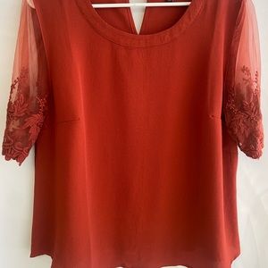 Embroidered Sleeve Top